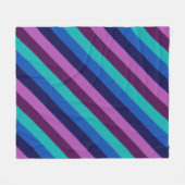 Blauwe Paarse Blauwgroen strepen Medium fleece dek Deken (Voorkant (Horizontaal))