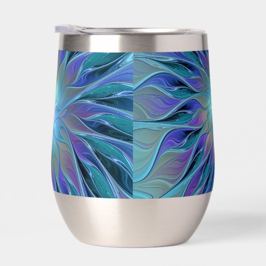 Blauwe Paarse bloem Abstracte fractale kunst (Rechts)