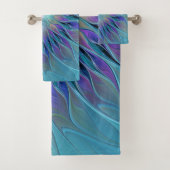 Blauwe Paarse bloem Abstracte fractale kunst Bad Handdoek (Insitu)