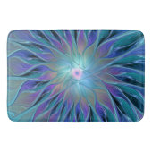 Blauwe Paarse bloem Abstracte fractale kunst Badmat (Voorkant)