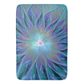 Blauwe Paarse bloem Abstracte fractale kunst Badmat (Voorkant Verticaal)