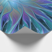 Blauwe Paarse bloem Abstracte fractale kunst Cadeaupapier (Hoek)