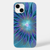 Blauwe Paarse bloem Abstracte fractale kunst Case-Mate iPhone Case (Achterkant)