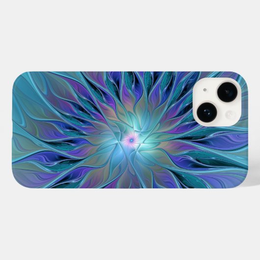 Blauwe Paarse bloem Abstracte fractale kunst Case-Mate iPhone Case (Achterkant (horizontaal))