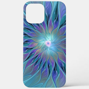 Blauwe Paarse bloem Abstracte fractale kunst Case-Mate iPhone Case