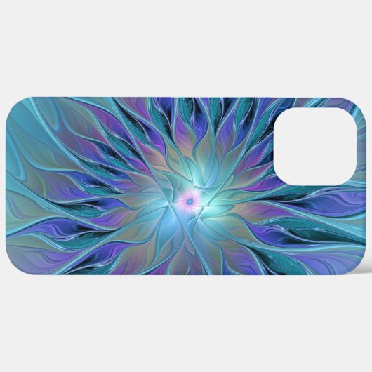 Blauwe Paarse bloem Abstracte fractale kunst Case-Mate iPhone Case (Achterkant (horizontaal))