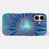 Blauwe Paarse bloem Abstracte fractale kunst Case-Mate iPhone Case (Achterkant (horizontaal))