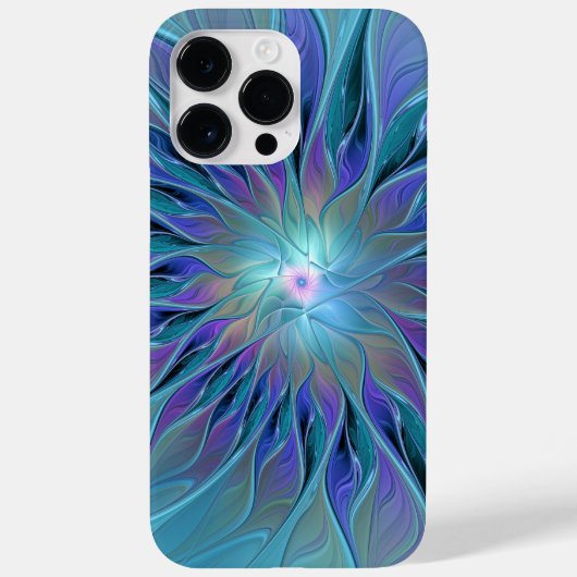 Blauwe Paarse bloem Abstracte fractale kunst Case-Mate iPhone Case (Achterkant)