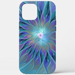 Blauwe Paarse bloem Abstracte fractale kunst Case-Mate iPhone Case