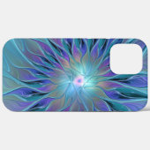 Blauwe Paarse bloem Abstracte fractale kunst Case-Mate iPhone Case (Achterkant (horizontaal))