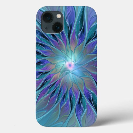 Blauwe Paarse bloem Abstracte fractale kunst Case-Mate iPhone Case (Achterkant)