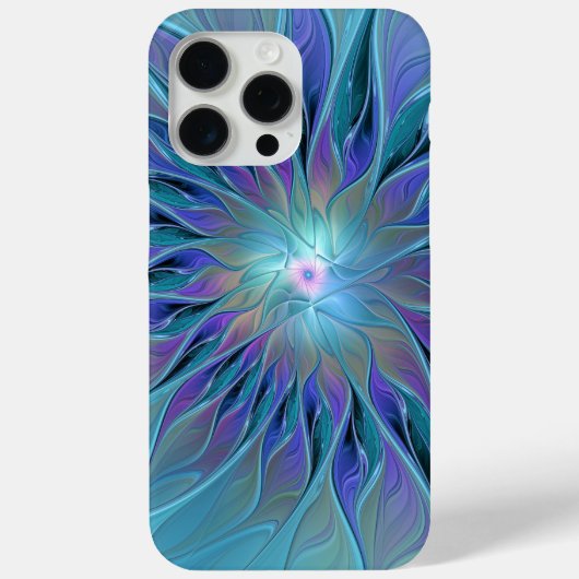 Blauwe Paarse bloem Abstracte fractale kunst Case-Mate iPhone Case (Achterkant)