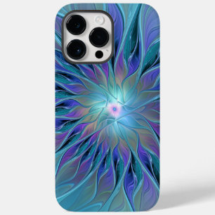 Blauwe Paarse bloem Abstracte fractale kunst Case-Mate iPhone 14 Pro Max Hoesje