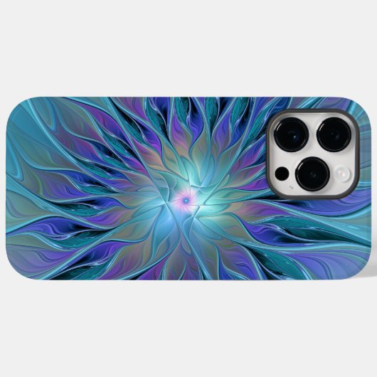 Blauwe Paarse bloem Abstracte fractale kunst Case-Mate iPhone Case (Achterkant (horizontaal))
