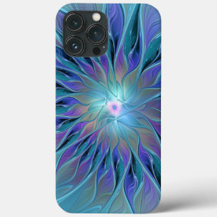 Blauwe Paarse bloem Abstracte fractale kunst Case-Mate iPhone Case