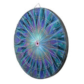 Blauwe Paarse bloem Abstracte fractale kunst Dartbord (Voorkant Rechts)