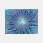 Blauwe Paarse bloem Abstracte fractale kunst Fleece Deken (Voorkant (Horizontaal))