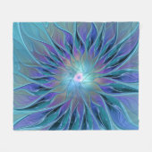 Blauwe Paarse bloem Abstracte fractale kunst Fleece Deken (Voorkant (Horizontaal))