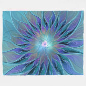 Blauwe Paarse bloem Abstracte fractale kunst Fleece Deken (Voorkant (Horizontaal))