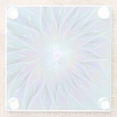 Blauwe Paarse bloem Abstracte fractale kunst Glazen Onderzetter (Achterkant)