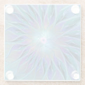 Blauwe Paarse bloem Abstracte fractale kunst Glazen Onderzetter (Achterkant)