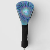 Blauwe Paarse bloem Abstracte fractale kunst Golfheadcover (Voorkant)