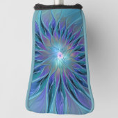 Blauwe Paarse bloem Abstracte fractale kunst Golfheadcover (Draai 90)