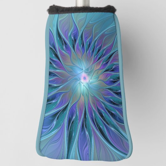 Blauwe Paarse bloem Abstracte fractale kunst Golfheadcover (Draai 90)