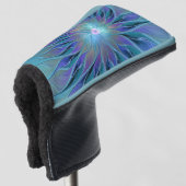 Blauwe Paarse bloem Abstracte fractale kunst Golfheadcover (3/4 voorkant)