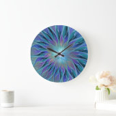 Blauwe Paarse bloem Abstracte fractale kunst Grote Klok (Huis)