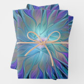 Blauwe Paarse bloem Abstracte fractale kunst Inpakpapier Vel (In situ)