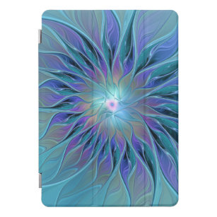 Blauwe Paarse bloem Abstracte fractale kunst iPad Pro Cover
