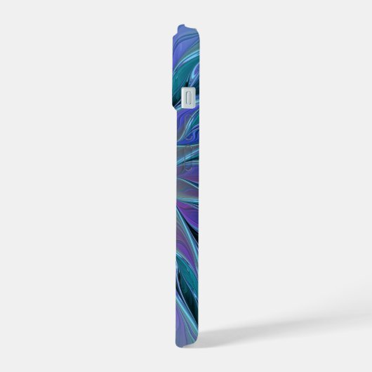 Blauwe Paarse bloem Abstracte fractale kunst iPhone 15 Case (Linkerkant)