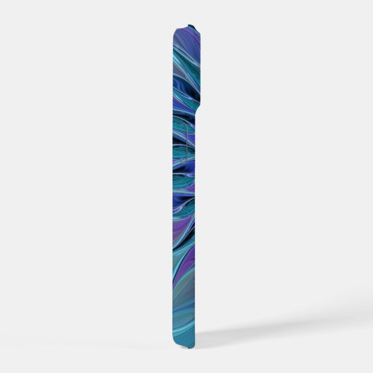 Blauwe Paarse bloem Abstracte fractale kunst iPhone 15 Case (Rechterkant)
