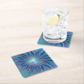 Blauwe Paarse bloem Abstracte fractale kunst Kartonnen Onderzetters (Insitu)