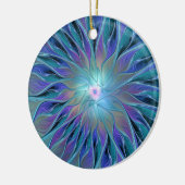 Blauwe Paarse bloem Abstracte fractale kunst Keramisch Ornament (Links)