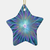 Blauwe Paarse bloem Abstracte fractale kunst Keramisch Ornament (Links)