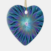 Blauwe Paarse bloem Abstracte fractale kunst Keramisch Ornament (Rechts)