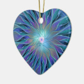 Blauwe Paarse bloem Abstracte fractale kunst Keramisch Ornament (Links)