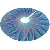 Blauwe Paarse bloem Abstracte fractale kunst Kerstboom Rok (Gekanteld)