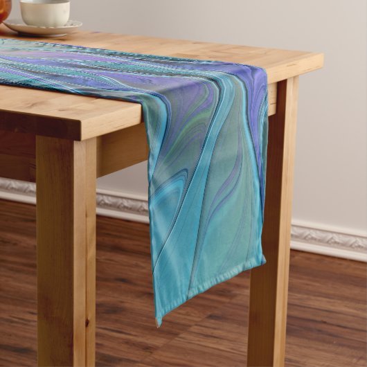 Blauwe Paarse bloem Abstracte fractale kunst Korte Tafelloper (Voorbeeld)