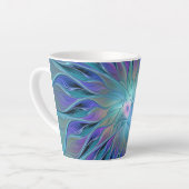 Blauwe Paarse bloem Abstracte fractale kunst Latte Mok (Linkerhoek)