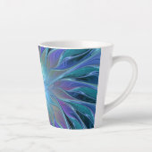 Blauwe Paarse bloem Abstracte fractale kunst Latte Mok (Rechts)
