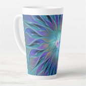 Blauwe Paarse bloem Abstracte fractale kunst Latte Mok (Linkerhoek)