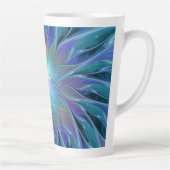 Blauwe Paarse bloem Abstracte fractale kunst Latte Mok (Rechts)