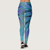 Blauwe Paarse bloem Abstracte fractale kunst Leggings (Achterkant)