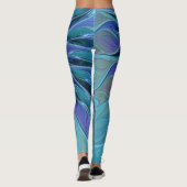 Blauwe Paarse bloem Abstracte fractale kunst Leggings (Achterkant)