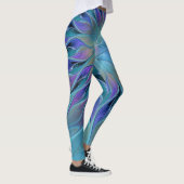 Blauwe Paarse bloem Abstracte fractale kunst Leggings (Rechts)