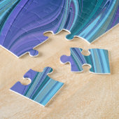 Blauwe Paarse bloem Abstracte fractale kunst Legpuzzel (Zijkant)