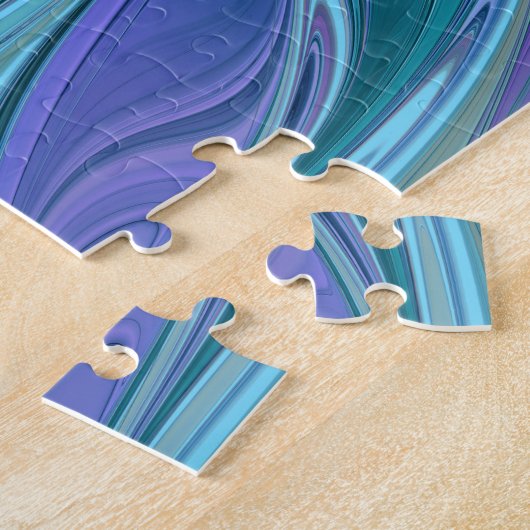 Blauwe Paarse bloem Abstracte fractale kunst Legpuzzel (Zijkant)